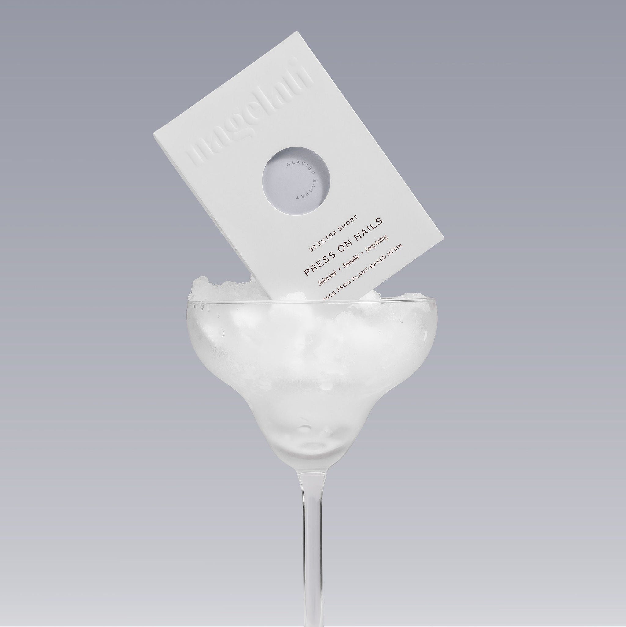 Glacier Blue press-on nail packaging 