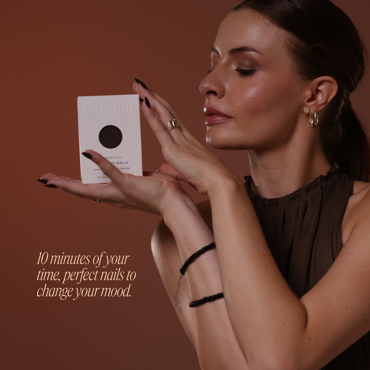 dark brown premium press-on nails 