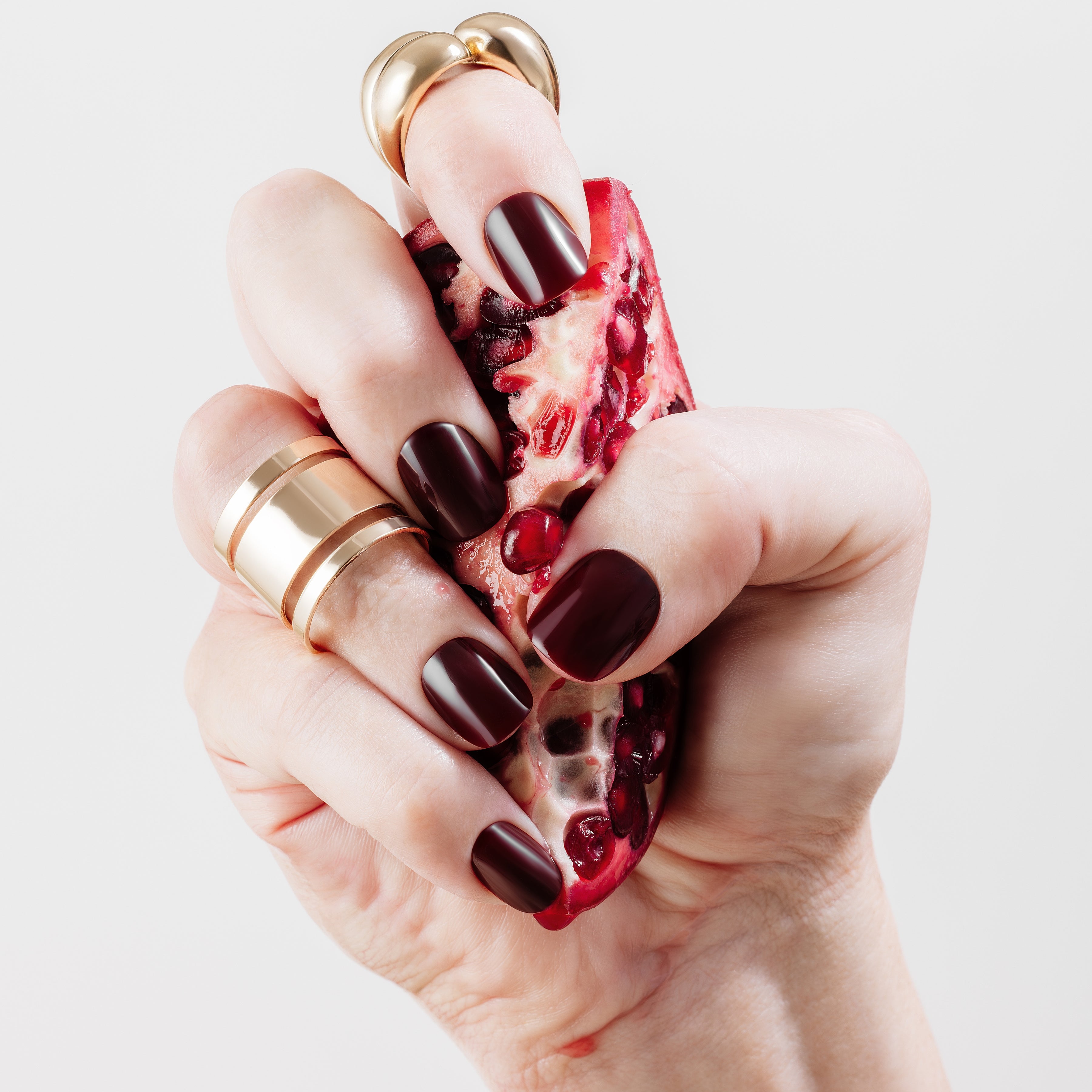 Premium dark red press-on nails 