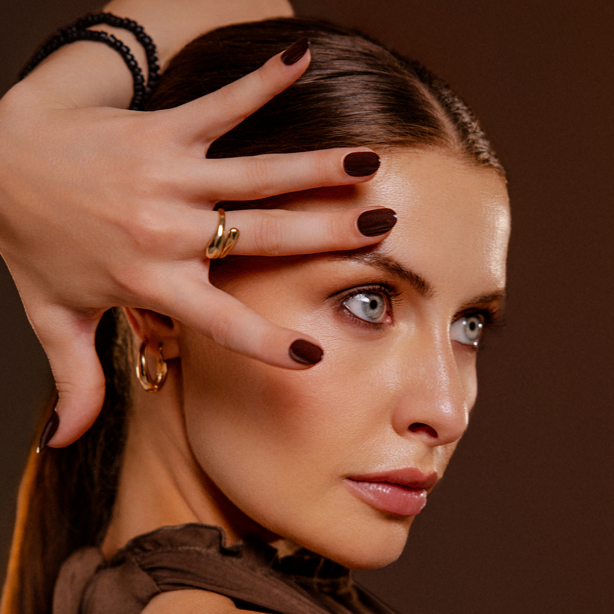 dark brown presson nails - sophisticated