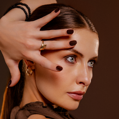 dark brown presson nails - sophisticated
